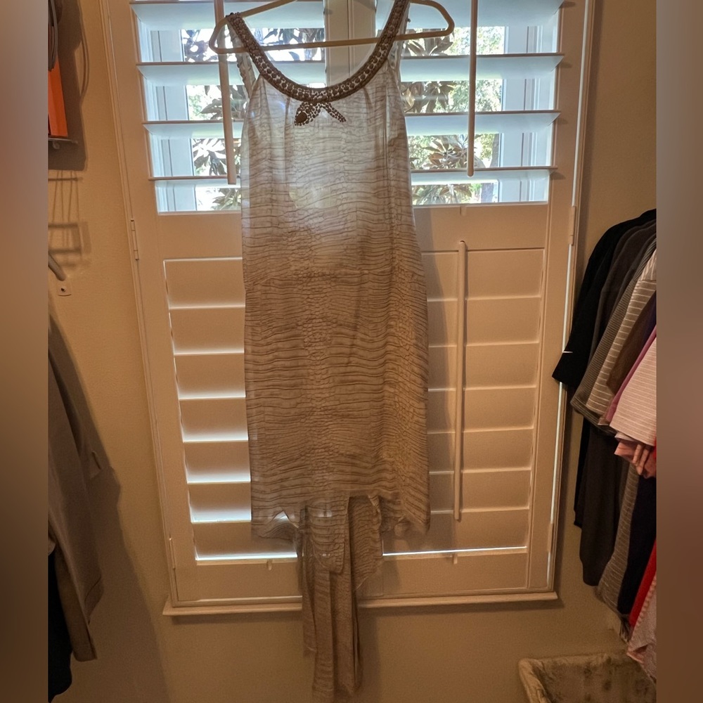 BCBG snake skin beaded trim gown dress S small